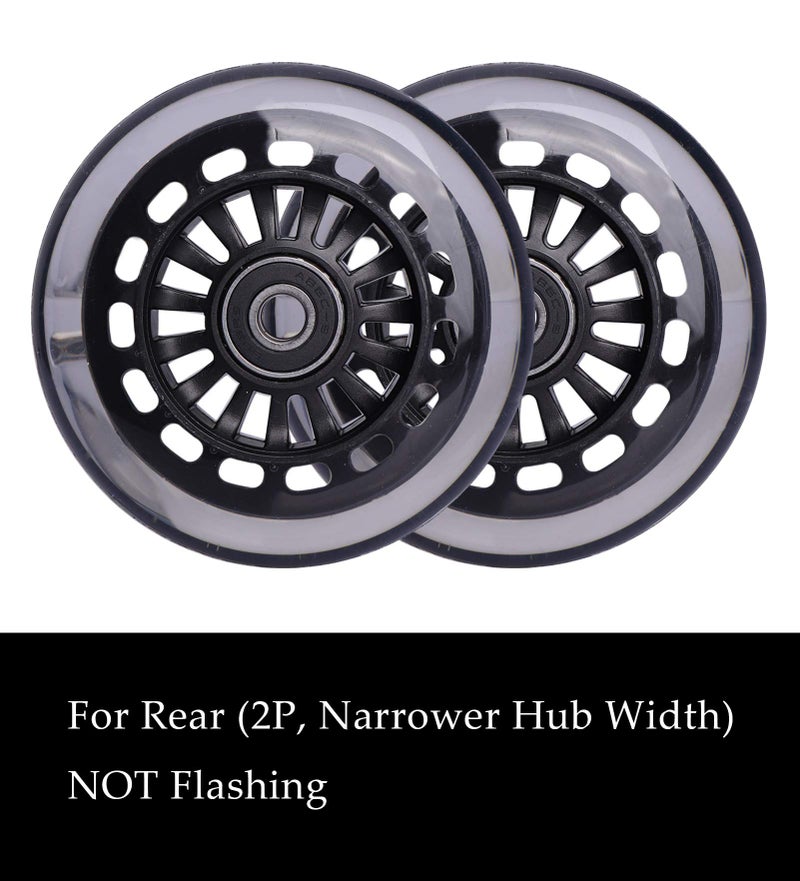 WHEELGOO Wiggle Car Polyurethane Replacement Wheels Set (Front,2P Light Up), Swing Car Wheels Pack (Rear,2P Narrower) Upgrade for Ride-on Toys (Black) - Image 3
